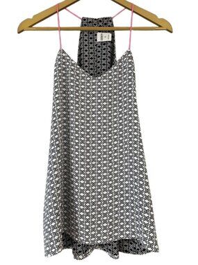 Express Reversible Halter Top Black White Geometric Pink Straps Sleeveless